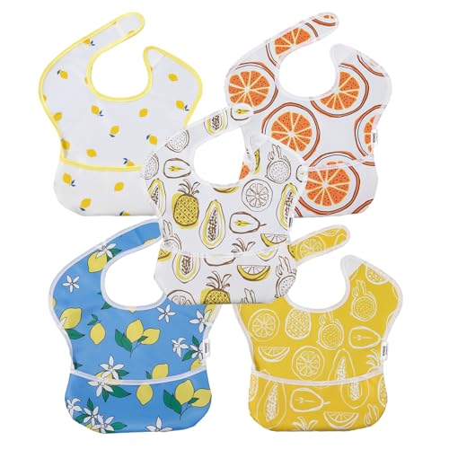 Image of Soarwg Kids Baby Bibs, 5 Pack Waterproof Bibs for Unisex Boys Girls, Essential Must Have for Babies Eating, Feeding