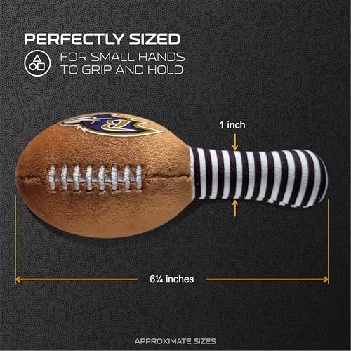 Image of Baltimore Ravens Plush Football Rattle by Smilo - Officially Licensed NFL Baby Rattle Toy - Soft Baby Rattle with Bell - for Babies and Toddlers from 3 Months