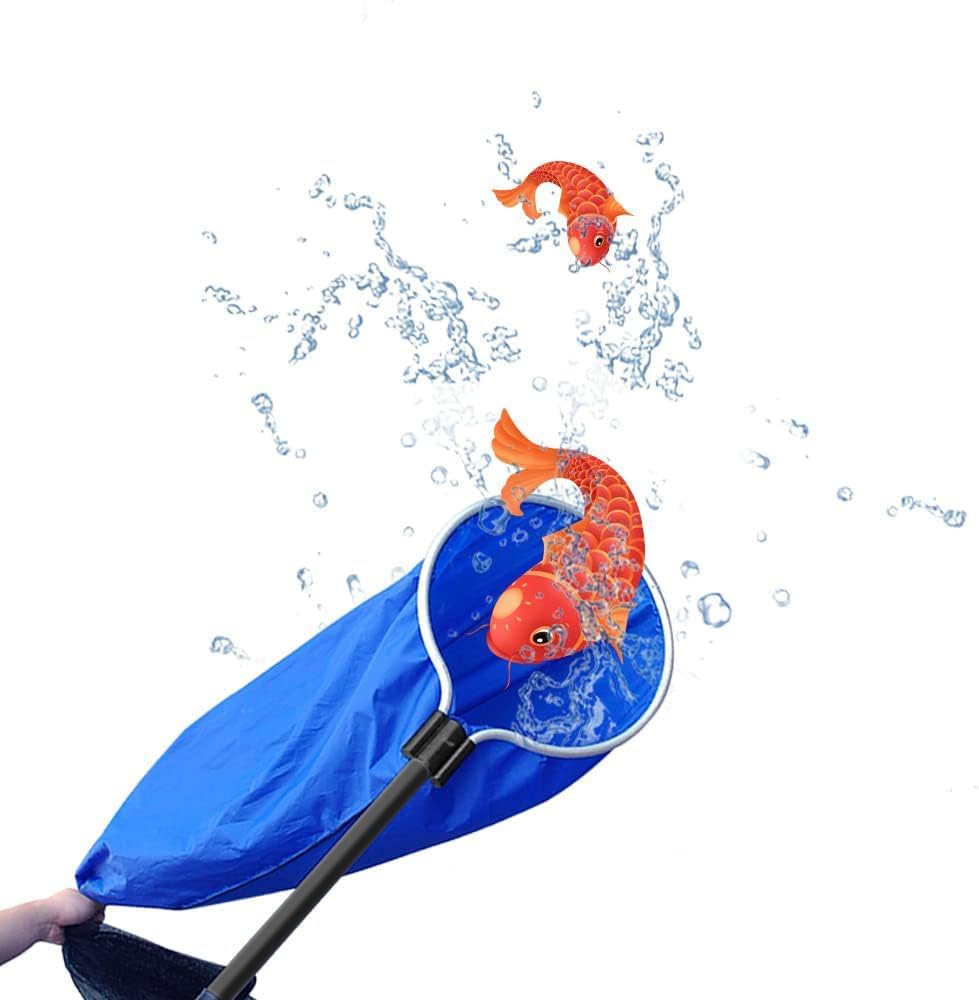 Koi Fish Net, Aquarium Net Short Handle Waterproof Soft Semi-Permeable Fishing Soft Lightweight Mesh Basket for Large Koi Sock Neting Medium Fish Eggs Safety Isolating Transfer