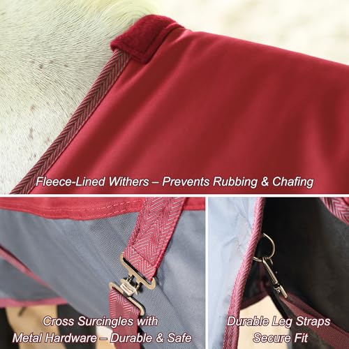 Image of BARN & STABLE 600Denier 3000mm /3000mvp Super Waterproof & Breathable Horse Blankets for Winter with 200g Fill