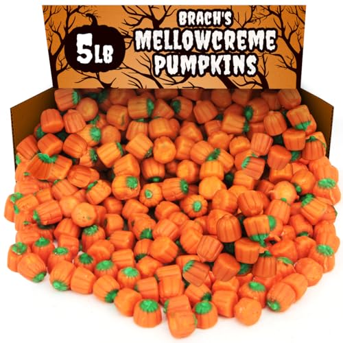 Mellowcreme Pumpkin Candy, Halloween Candy Bulk, Ideal Brachs Pumpkins For Halloween Themed Treat Bags, Perfect Pumpkin Candies For Halloween Parties, Trick Or Treating (5 Pounds)