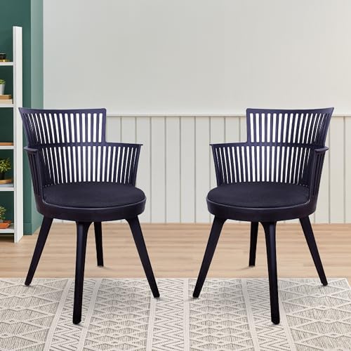 Image of Creative Cafe Chair, Featuring a Sleek Open-Slat backrest, Plush Cushioned Seating, and a deep Black Finish, These Chairs are a Perfect Blend of Modern Style. | CS-1221 /P2 (Black)