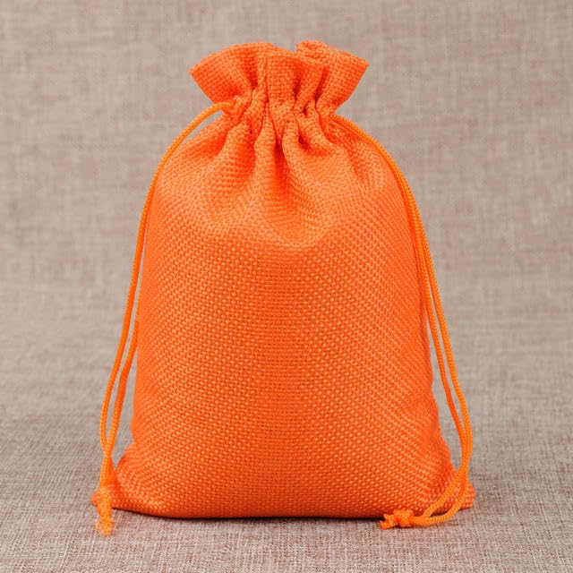 Pochettes à bijoux, Sacs à cordon en lin violet 20 x 30 cm, lot de 100(Orange,7x9cm 50 PCS)