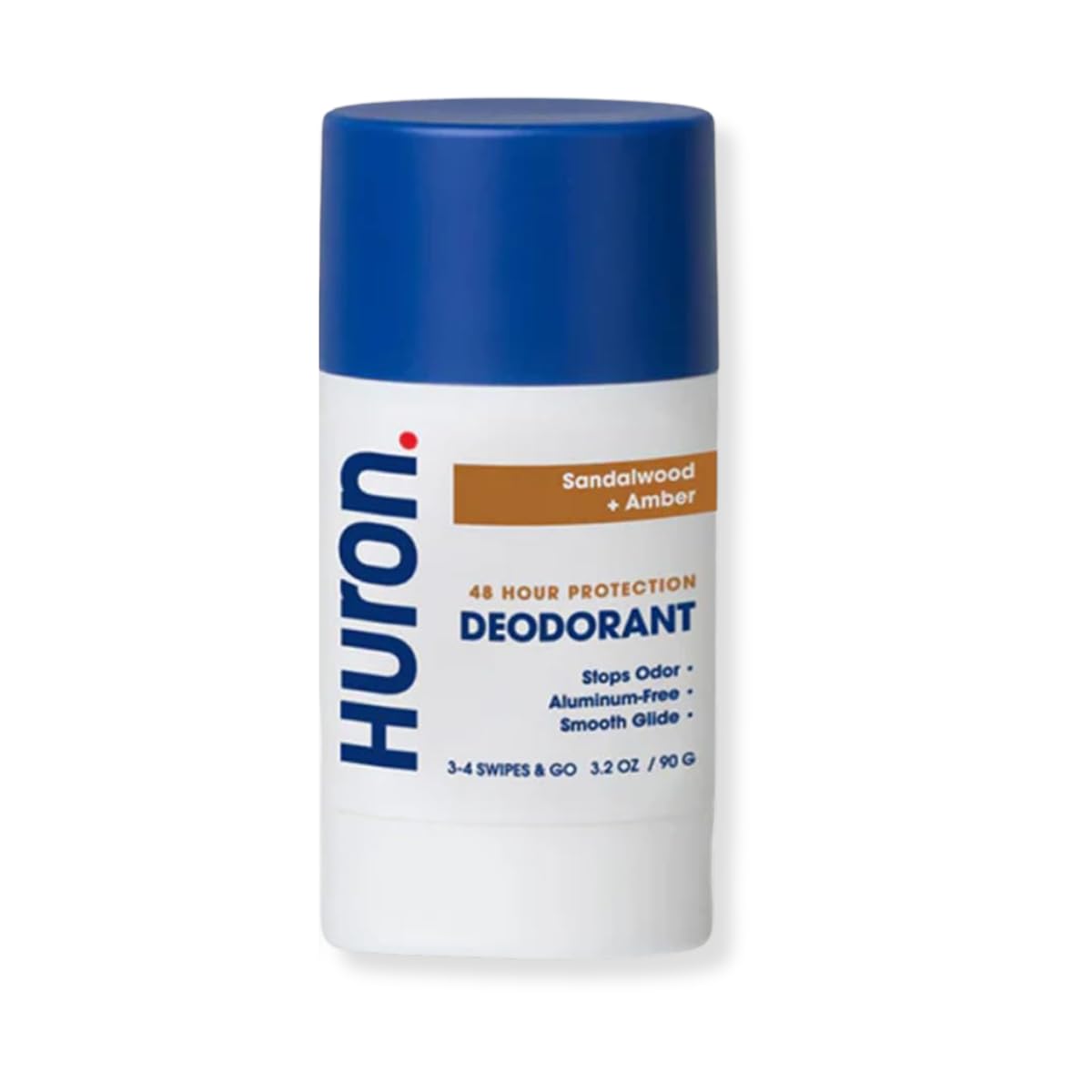 Huron Deodorant for Men and Women, 48-Hour Odor Protection, Aluminum-Free Deodorant with Sandalwood + Amber Scent, Moisturizing, Phthalate-Free,