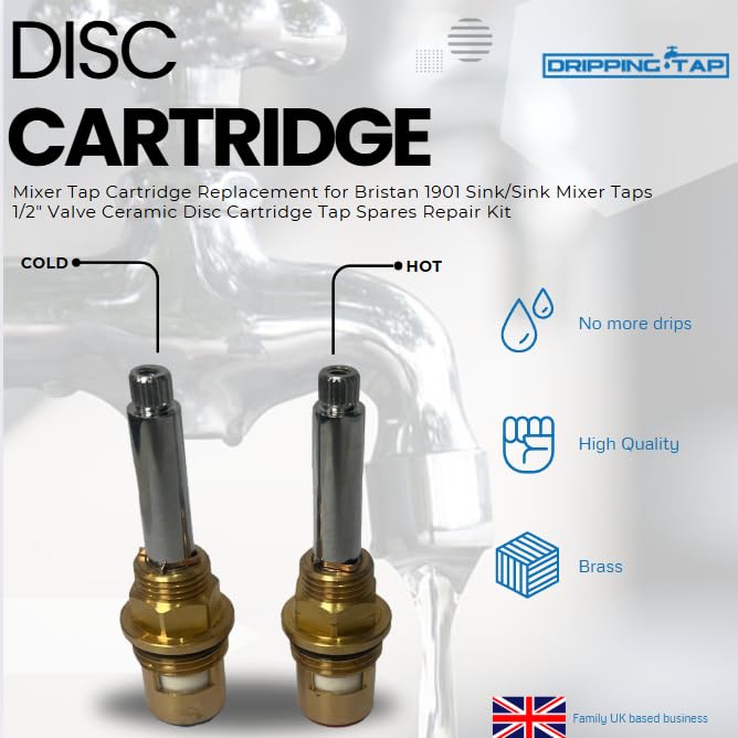 TC205 Mixer Tap Cartridge Replacement Tap Valves for Bristan 1901 Bridge, High Neck and Easy Fit 1/2" 7.6mm x 20 Spline - Image 2