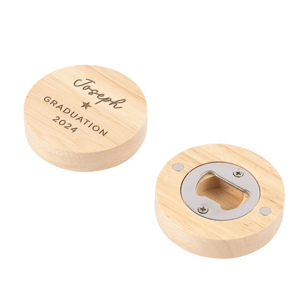 Personalised Wooden Engraved Magnetic Bottle Opener - 18th Birthday Gift For Nephew - Brothers Graduation Gift - Drinking Gifts for Him Men - Bar Beer Accessories