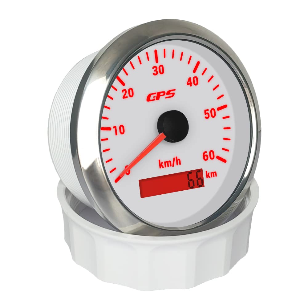 ELING 85 mm GPS Tachimetro 0–60 km/h con antenna GPS con retroilluminazione a 7 colori per trattori, navi, yacht