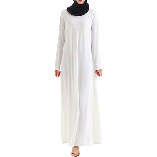 HZUX Casual Basic Muslim Dresses for Women Long Dress Women Abaya Dress Islamic National Robe