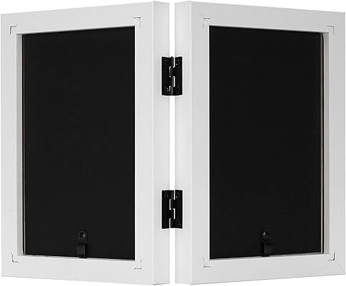 Vista 88 de Frametory, Marco de fotos triple de 4 x 6 pulgadas, marco de fotos con bisagras, tres marcos plegables para escritorio, marco de vidrio vertical Gris