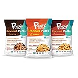 Pnuff Crunch Peanut Butter Puffs - Healthy Snacks, Low Calorie Snacks, Gluten Free Snacks, Vegan, High Protein, Keto, Office Snacks - Variety Pack, 4 Oz Bag (Pack of 3)