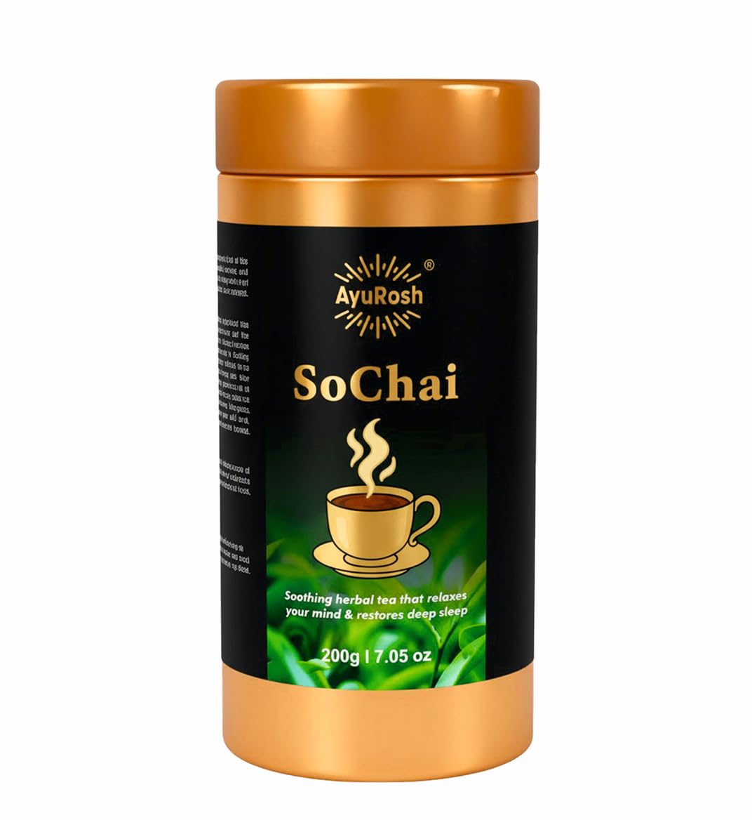 Ayurosh SoChai Herbal Sleep Tea with Chamomile, Ashwagandha, Brahmi,Shankpushpi, Peppermint, Hibiscus, Licorice, Lavender & Fennel for Stress Relief & Good Sleep 200g