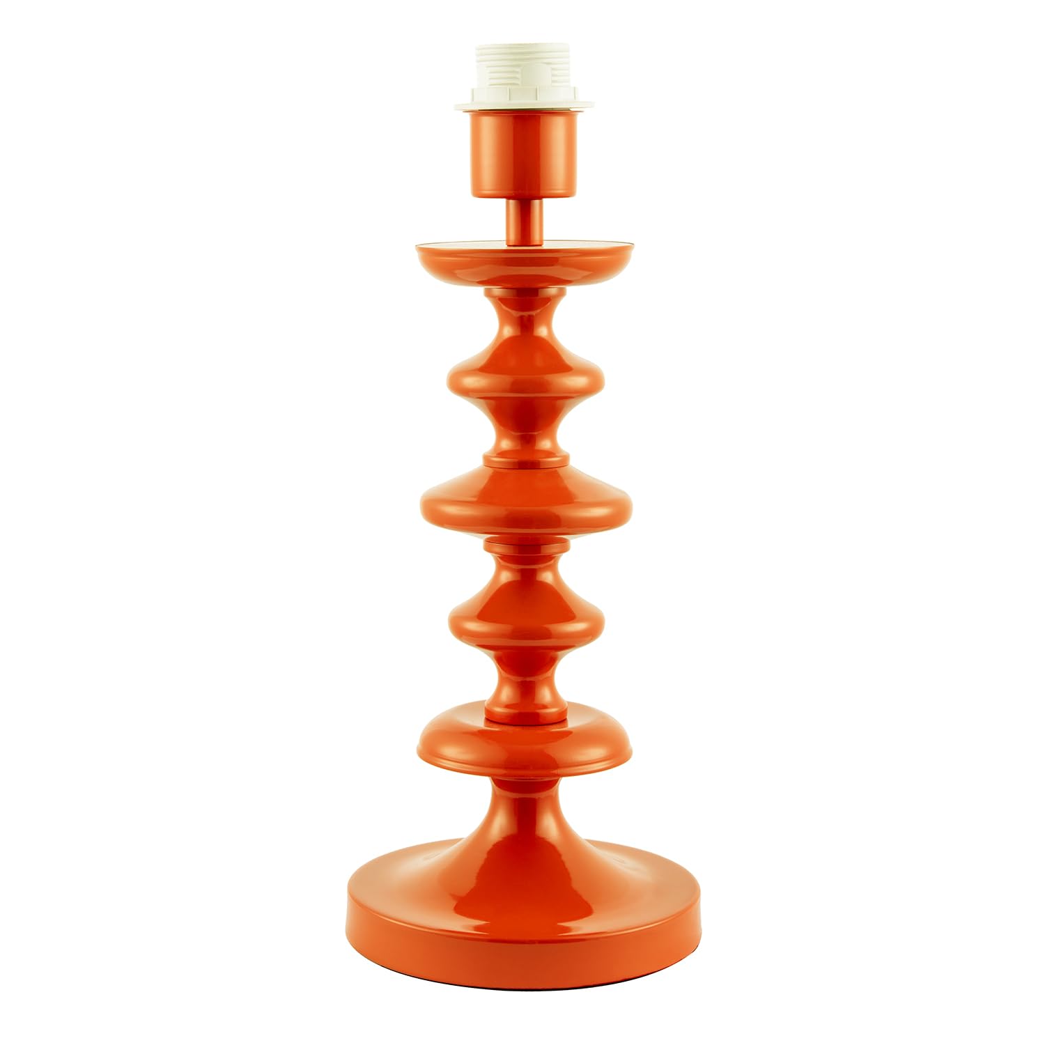 Happy Homewares Orange Modern Vivid Gloss Table Lamp Base With Chic Round Step Design
