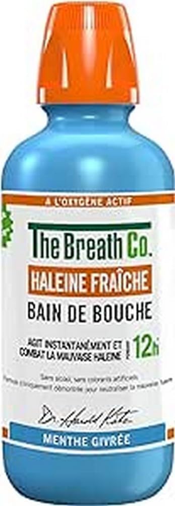 The Breath Co - Bezalkoholowy płyn do płukania jamy ustnej - Formuła opracowana przez dentystę - Świeży Oddech przez 12 godzin* - Mrożona mięta, 500ml