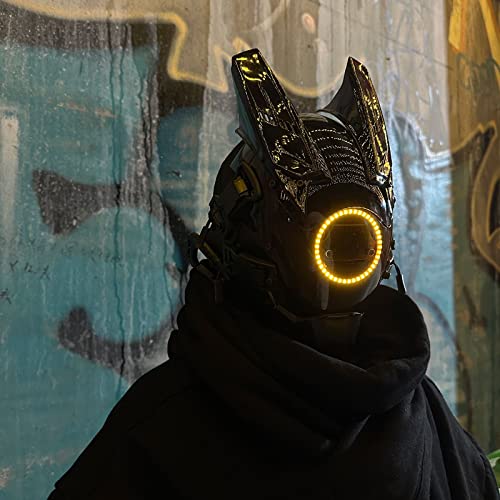 Image of Techwear Mask Punk Mask Helmet,LED Light Cool Samurai Mask,Halloween Cosplay Anime mask