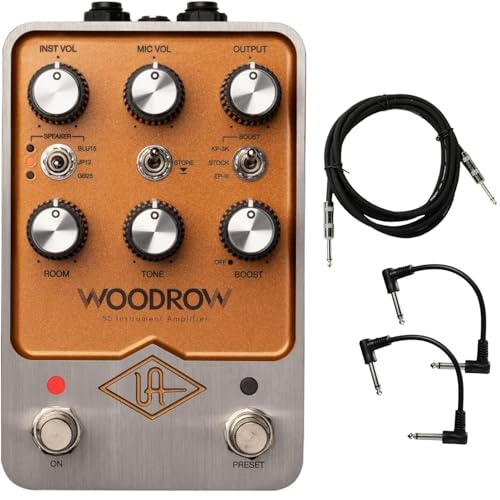 Universal Audio UAFX Woodrow '55 Instrument Amplifier Pedal - Bundle with Instrument Cable and 2 Patch Cables