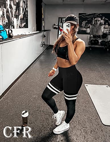Cfr Women's Butt Lift High Waisted Workout Yoga Ruched Scrunch Booty Seamless Compression Pants, #A Scrunch Booty Black, Large #TOP2