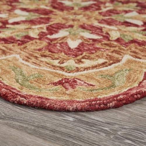 Image of Sifa Carpet Traditional Floral Round Area Rug - Hand-Tufted New Zealand Wool Circular Carpet for Dining Room & Bedroom Weight -87 Pund, Size-12x12 Feet (144x144 Inch Round)