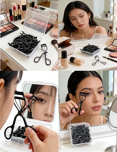 Luvilly 30 Pack Compatible Eyelash Curler Refill Pads, Silicone Eye Lash Curler Refills Black Fit, Refill Pads for Eyelash Curler