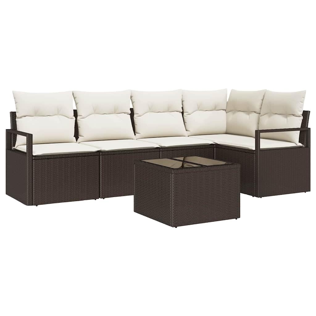 Ensemble de canapé de jardin polyrotin marron 6 pièces vidaXL pour salon de terrasse