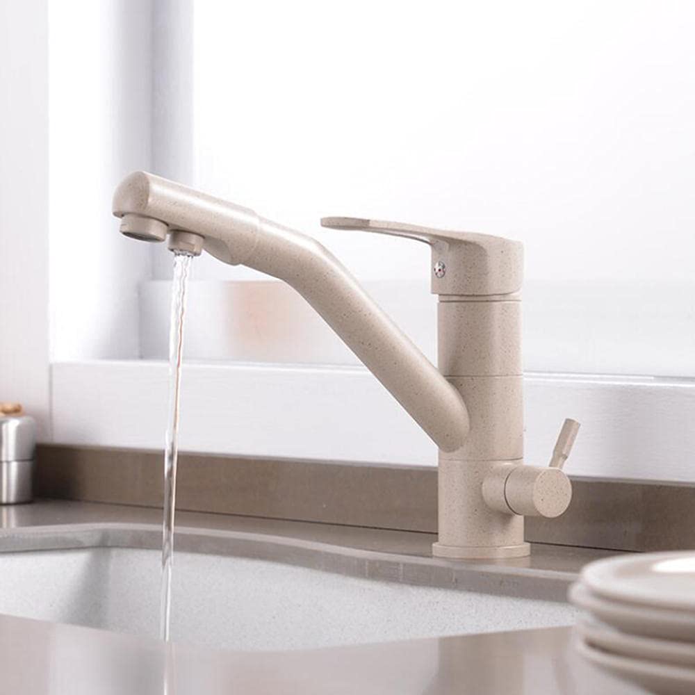 Robinet de cuisine 3 voies rotatif en laiton chromé pour eau purifiée et évier moderne