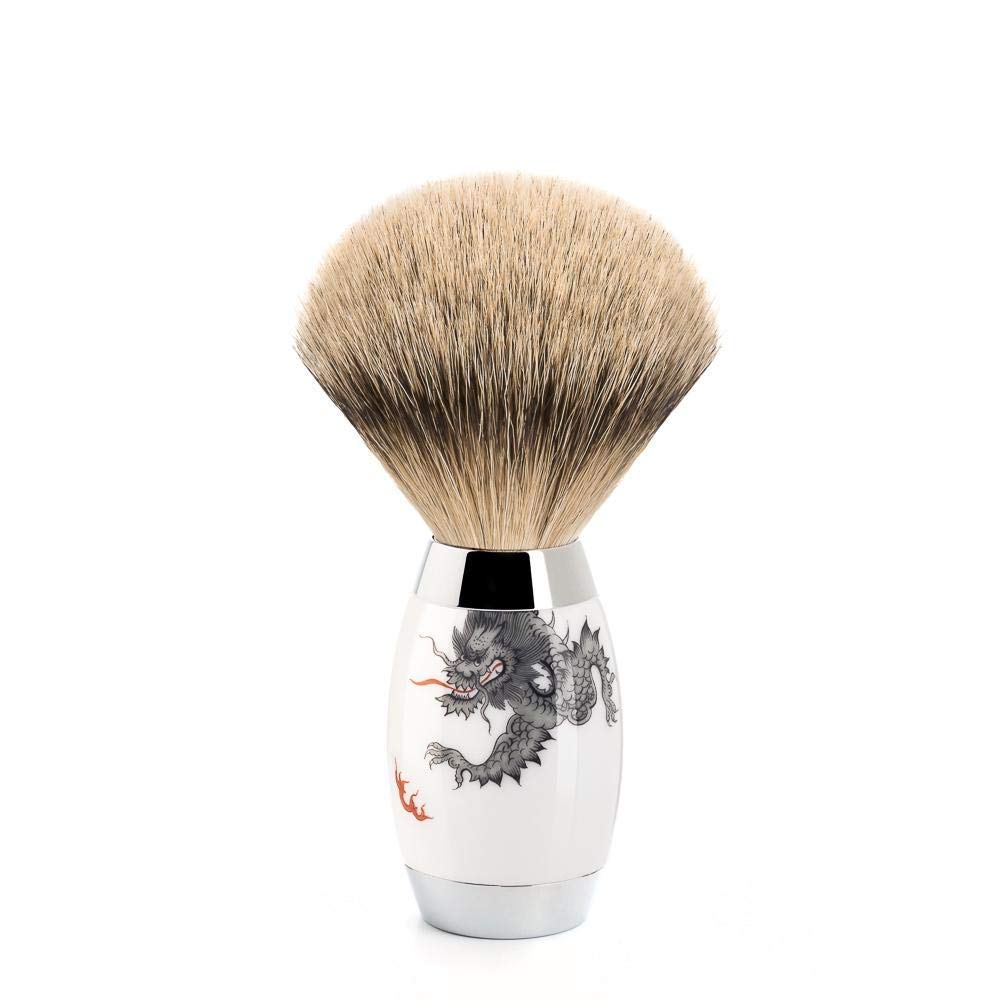 MÜHLE Edition No. 4 - Pennello da barba, punta argentata, afflusso di tetto, in porcellana