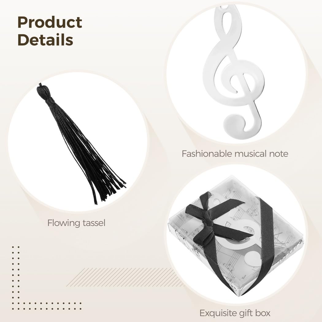 Bomboniere musicali per matrimoni con musica, eleganti segnalibri in metallo con nappa, 48 pezzi, scatole regalo per studenti, band, ufficio, libri, pianoforte, segnalibri, note musicali