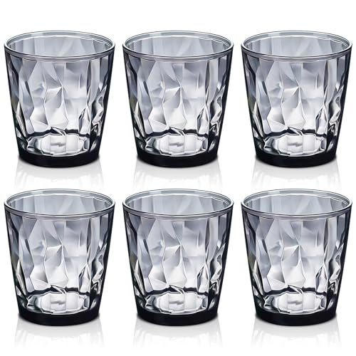 WANDGU - Juego de vasos irrompibles para camping, 6 vasos acrílicos apilables con textura de nido de abejas, para picnic, fiesta en el jardín y actividades al aire libre