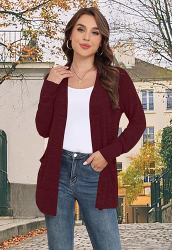 Image of Yincro Womens Lightweight Cardigan Long Sleeve Open Front Casual Sweater Cardigans with Pockets