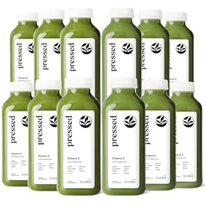 Pressed Juicery Daily Green Juice 12 Pack, Greens 2 and Greens 3, Cold-Pressed Daily Fruits & Vegetables Bundle (6 each) 12 x 15.2 oz