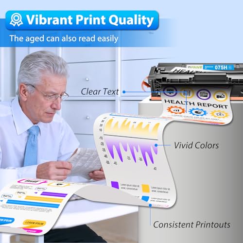 Image of 075H Toner Cartridge Set Compatible for Canon MF663Cdw, High Yield, 4 Pack | Compatible for Canon 075H 075. Fits MF662Cdw LBP646Cdw LBP647Cdw LBP640 MF660. Vibrant color for home and office printing