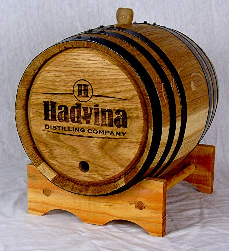 Engraved Authentic White American Oak Aging Barrels (20 Liter) - New Wood Aging Barrels For Whiskey, Bourbon, Wine, Scotch, Rum, & More | Personalized Design Template RHB135