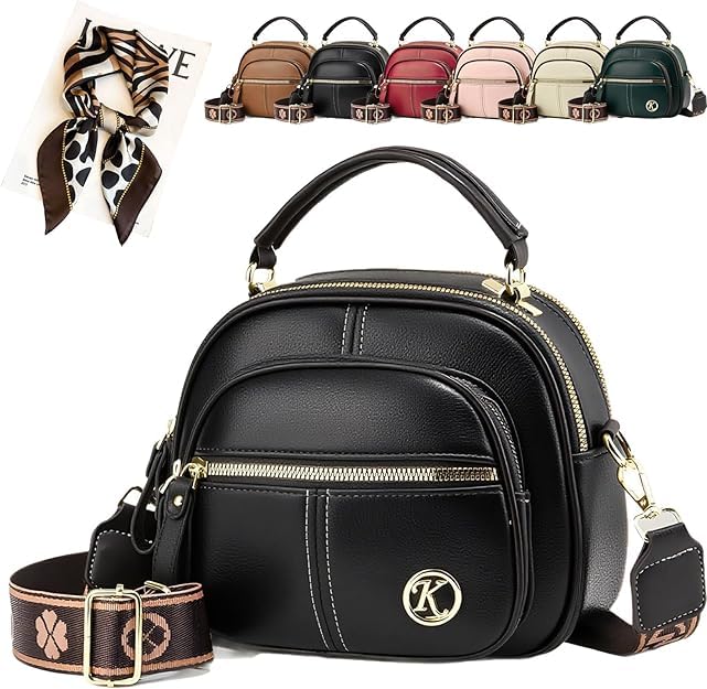 Eastward Crossbody Bag, Classic Leather Purse with Wide Adjustable Strap and Multiple Compartments for Women