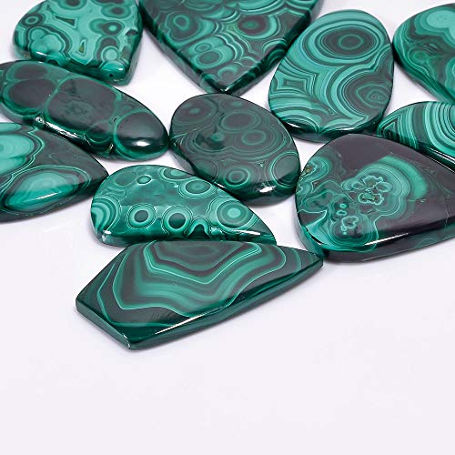 Gemkora Natural Malachite Gemstone Wholesale Cabochons Lot, Jewelry Making Loose Gemstone, Polished Decor Specimen, Diy, Wire Wrapping, Reiki, Wikka, Healing Crystals, Bulk Gemstone Deal (100 Carats) #TOP1