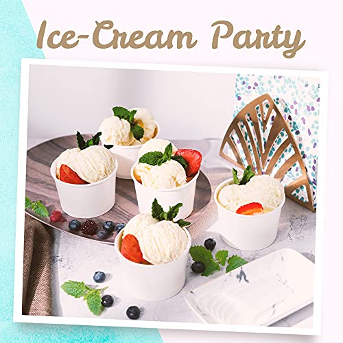 Matican 9W5F Paper Ice Cream Cups - 50-Count 9-Oz Disposable Dessert Bowls For Hot Or Cold Food, 9-Ounce Party Supplies Treat Cups For Sundae, Frozen Yogurt thumb #1