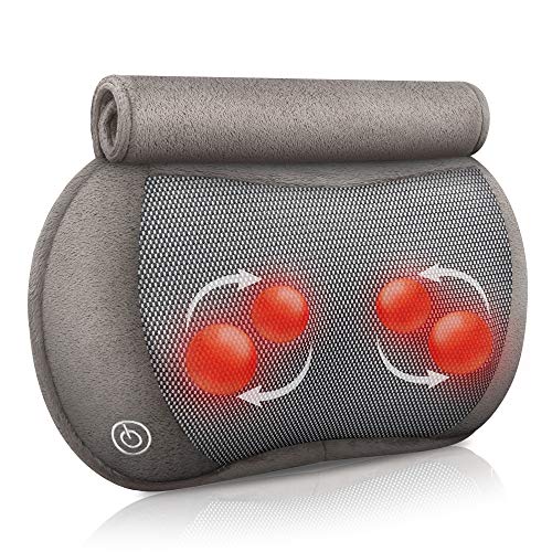 Snailax Shiatsu Massage Pillow with Heat -Deep Kneading Neck Shoulder Lumbar Calf Leg