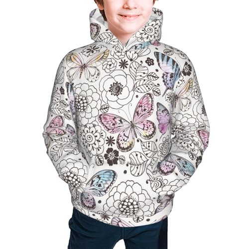 Vintage Butterflies Kids Pullover Hoodies Boys Sweatshirts Girls Athletic Clothes with Pocket2