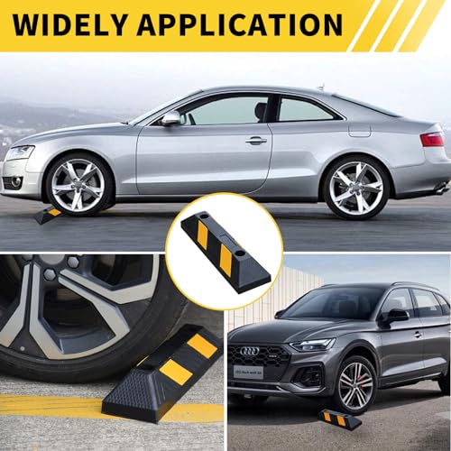 Image of BESEA 20.8 inch Rubber Parking Stop, 4 Pack Wheel Stop for Garage & Driveway