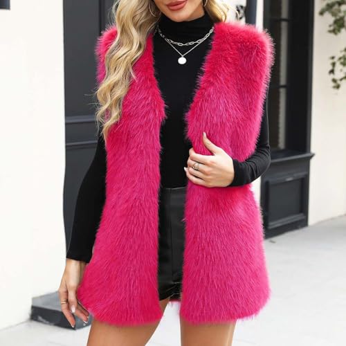Womens Faux Fur Vest Winter Warm Short Coat Fluffy Shaggy Sleeveless Jacket Fashion Casual Fuzzy Fashion Outerwear3
