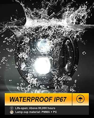 Spl 10000Lm 7 Inch Led Headlights Round Dot Hi/Low Sealed Beam H6024 Led Headlight Compatible With 1997-2018 Jeep Wrangler Jk Jku Lj Cj Tj Etc (Pair) #TOP5