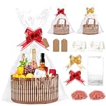 Dreamtop 2 Set Empty Hamper Baskets, Large Woven Bamboo Gift Basket Hamper Kit with Handles, Sturdy Hamper Baskets for Gifts Empty to Fill for Christmas Birthday Baby Shower Wedding Gift