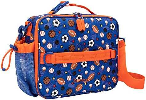 Bentgo® Kids Prints Lunch Bag - Double Insulated, Durable, Water-Resistant Fabric with Interior and Exterior Zippered Pockets and External Bottle Holder- Ideal for Children 3+ (Sports)