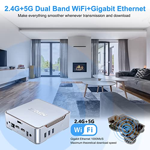 NiPoGi Mini PC Windows 10 Pro, Celeron J4125 Tiny Desktop Computer mit 8GB DDR4/ 128GB M.2 SSD, 2xHDMI, 1xVGA, 2.4G/5G Dual WiFi, Gigabit Ethernet, BT 4.2, Business Office Multimedia Micro PC - Image 6