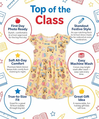 Image of Unique Baby Girls' Short Sleeve Everyday Printed Dresses for Kid and Toddler, Sizes 2T-12Y
