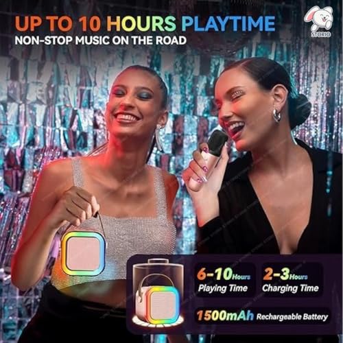 Image of Storio Rechargeable Karaoke Mic with Speaker for Singing | Wireless Bluetooth Microphone with LED Lights | Portable Music Mic for Kids Boys Girls & Adults | Musical Toy & Birthday Gift - Square