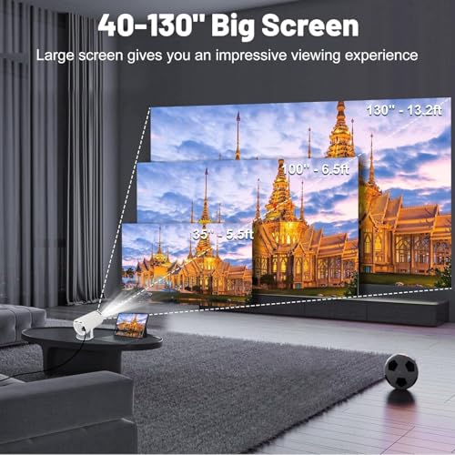 Portable Mini Projector, 4K 1080P Full HD Projector, Support Video Projector, WiFi 5G BT 5.0, Cinema Projector 180° Can Be Rotated, Android 11, Compatible with TV Stick/Windows/iOS/Android - Image 5