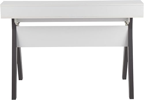 Miniatura 6 de LumiSource Wishbone - Escritorio blanco, escritorio de oficina en casa, escritorio de computadora con cajones, escritorio pequeño para dormitorio,