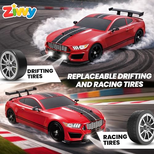 Image of Big Remote Control Car Red | 2.4G Rechargeable Remote Control Drift Car with 150m Range, LED Lights & Music | High-Speed RC Racing ToyBest Gift for Boys & Girls 2 3 4 5 6 7 8+ Years