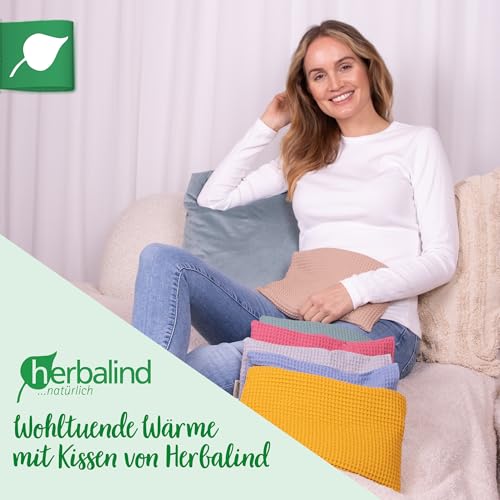 HERBALIND Wärmflasche Kirschkernkissen Wafffel in Box - 100% Baumwolle - Wärmekissen Körnerkissen Mikrowelle Natur Handmade in Germany für Erwachsene Kinder - 600g, 20x30cm (camel)