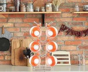 4 ABLE COLLECTION Stainless Steel Cup Stand for Kitchen, Coffee and Tea Mug Holder, Cup Stand for Kitchen, Dinning Table Cup Stand (Silver, 12 Cups Stand Pack of 1)