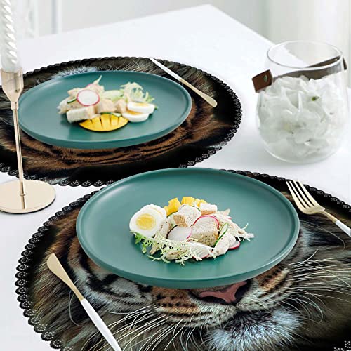 Placemats,Round Placemats Washable Polyester Table Mats Set Of 4 Heat Resistant Placemats For Kitchen Dining Table Decoration - Tiger #TOP1